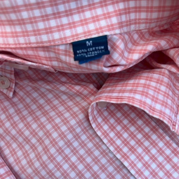 Fish Hippie Men's Long Sleeve Button-Up Shirt, Size M, Plaid, Peach/White - Picture 3 of 9